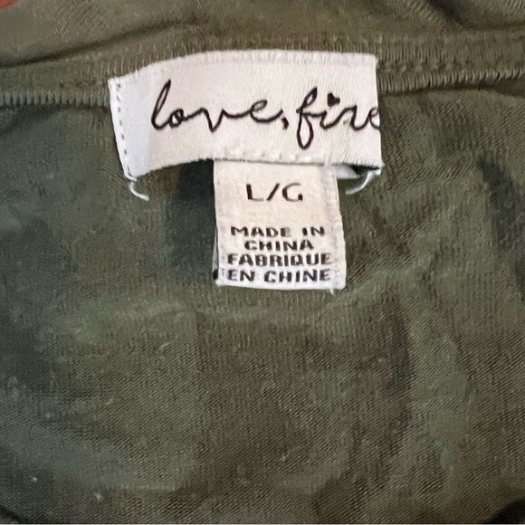 Army green ruched side faux wrap dress size large - Picture 5 of 6
